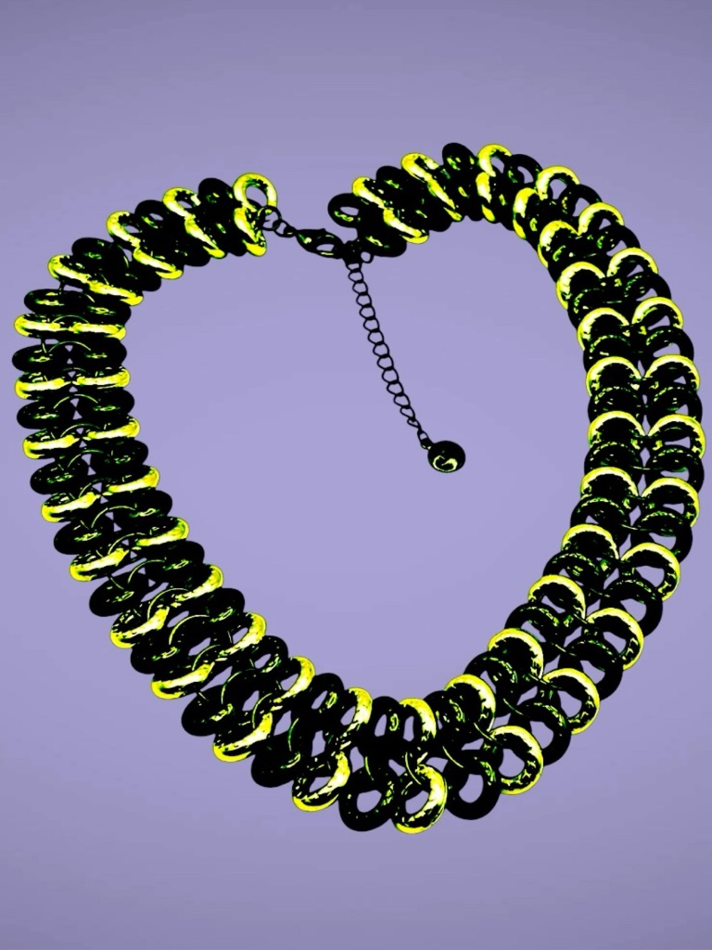 Fashionable Designer ALFANI Silver and Black Chainmaille Necklace Stylish